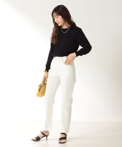 Demi-Luxe BEAMS(デミルクス ビームス)の「SLOANE / 別注 コットン天竺 クルーネックニット(ニット/セーター・レディース・ライトグレー/ネイビー・1/2)」の6枚目の写真