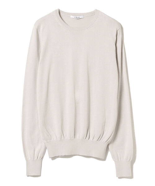 Demi-Luxe BEAMS(デミルクス ビームス)の「SLOANE / 別注 コットン天竺 クルーネックニット(ニット/セーター・レディース・ライトグレー/ネイビー・1/2)」の7枚目の写真