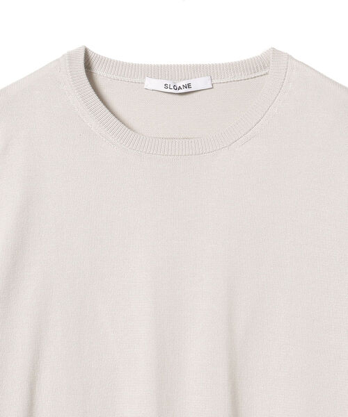 Demi-Luxe BEAMS(デミルクス ビームス)の「SLOANE / 別注 コットン天竺 クルーネックニット(ニット/セーター・レディース・ライトグレー/ネイビー・1/2)」の8枚目の写真