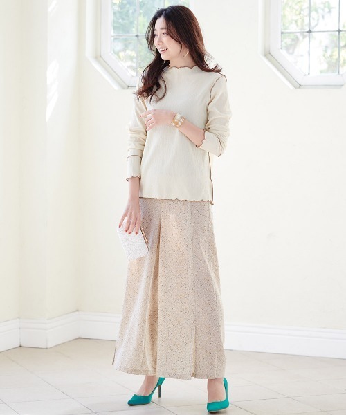 RANAN(ラナン)の「【yuiko.コラボ新色追加】スリットサテンワイドパンツ(スラックス・レディース・ブラック/ベージュ/ピンク/その他1/その他2/ドット・M/L)」の14枚目の写真