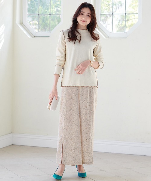 RANAN(ラナン)の「【yuiko.コラボ新色追加】スリットサテンワイドパンツ(スラックス・レディース・ブラック/ベージュ/ピンク/その他1/その他2/ドット・M/L)」の13枚目の写真