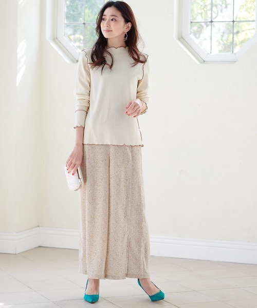 RANAN(ラナン)の「【yuiko.コラボ新色追加】スリットサテンワイドパンツ(スラックス・レディース・ブラック/ベージュ/ピンク/その他1/その他2/ドット・M/L)」の12枚目の写真