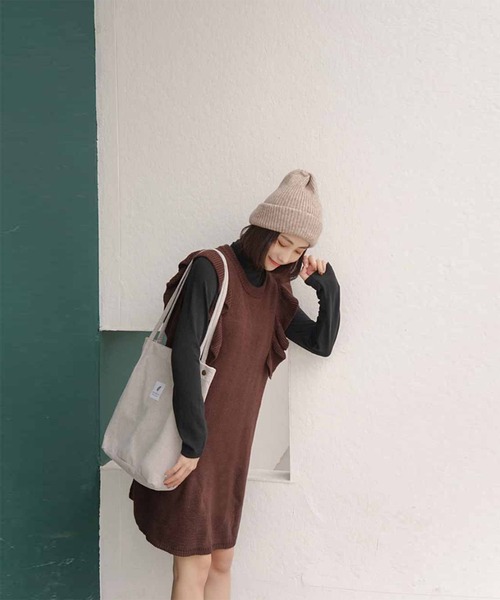 aimoha(アイモハ)の「コーデュロイ シンプルトートバッグ(トートバッグ・レディース・ホワイト/ブラック/ベージュ/ブラウン/グレー/ピンク/イエロー/スモークピンク・FREE)」の16枚目の写真