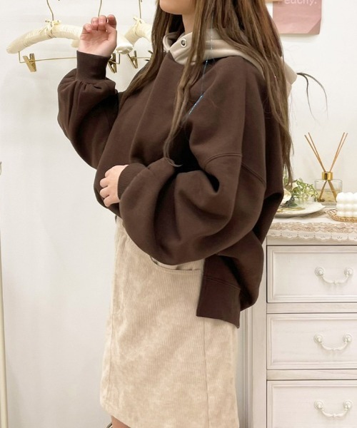 apres jour（アプレジュール）の「配色フーディー【ZOZOTOWN限定アイテム】（パーカー・レディース・アイボリー/ラベンダー/ダークブラウン/ダークブルー・X-LARGE/フリー）」の9枚目の写真