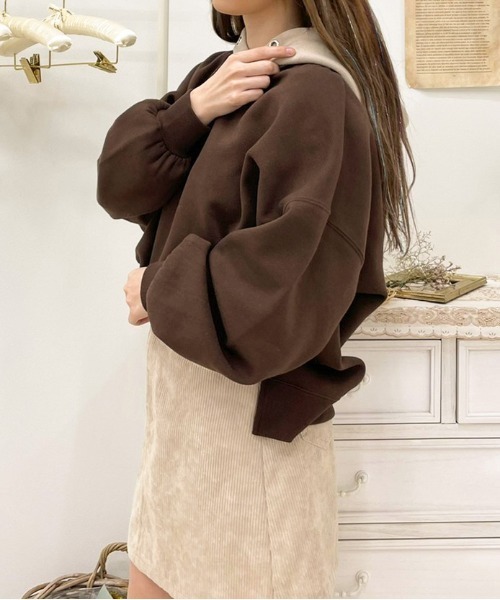 apres jour（アプレジュール）の「配色フーディー【ZOZOTOWN限定アイテム】（パーカー・レディース・アイボリー/ラベンダー/ダークブラウン/ダークブルー・X-LARGE/フリー）」の10枚目の写真