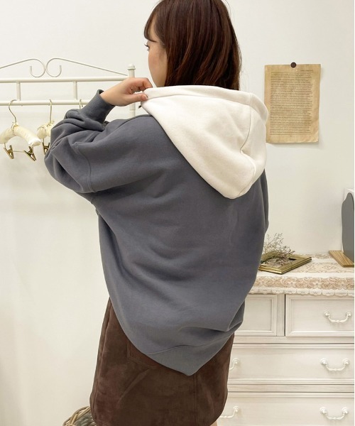 apres jour（アプレジュール）の「配色フーディー【ZOZOTOWN限定アイテム】（パーカー・レディース・アイボリー/ラベンダー/ダークブラウン/ダークブルー・X-LARGE/フリー）」の15枚目の写真