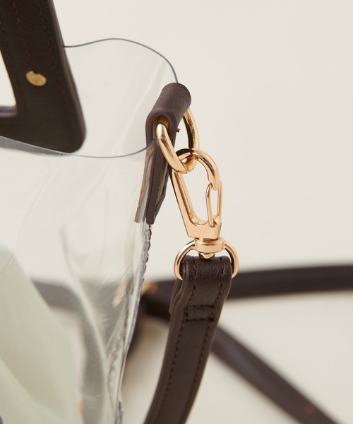 natural couture（ナチュラルクチュール）の「刺繍巾着付きクリアバッグ（ショルダーバッグ・レディース・アイボリー/ダークブラウン/ベージュ・FREE）」の8枚目の写真