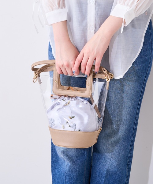 natural couture（ナチュラルクチュール）の「刺繍巾着付きクリアバッグ（ショルダーバッグ・レディース・アイボリー/ダークブラウン/ベージュ・FREE）」の22枚目の写真