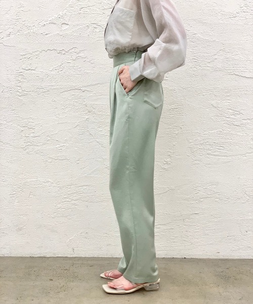 CIAOPANIC（チャオパニック）の「ヴィンテージサテンタックパンツ（スラックス・レディース・アイボリー/ミント・マルチサイズ）」の6枚目の写真