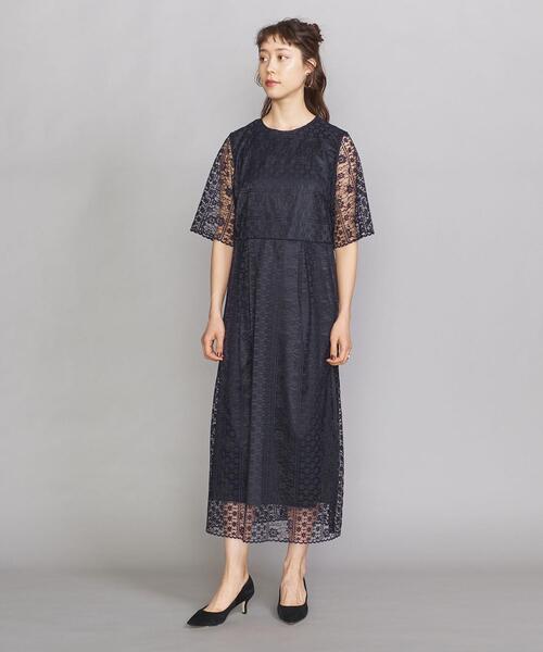 BEAUTY&YOUTH UNITED ARROWS（ビューティーアンドユースユナイテッドアローズ）の「BY DRESS フラワーレース５分袖ドレス ◆（ドレス・レディース・ネイビー・SMALL/MEDIUM）」の2枚目の写真