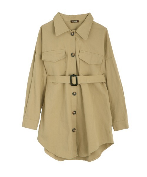 axes femme（アクシーズファム）の「ベルト付ＣＰＯシャツＪＫ（その他アウター・レディース・ベージュ/ブラウン・MEDIUM）」の2枚目の写真