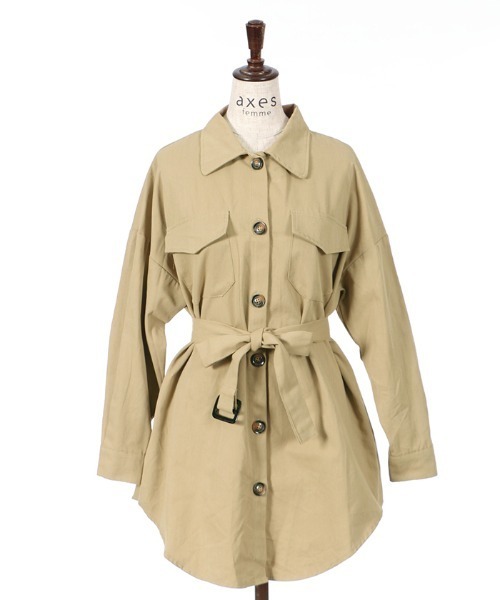 axes femme（アクシーズファム）の「ベルト付ＣＰＯシャツＪＫ（その他アウター・レディース・ベージュ/ブラウン・MEDIUM）」の21枚目の写真