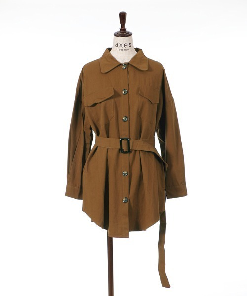 axes femme（アクシーズファム）の「ベルト付ＣＰＯシャツＪＫ（その他アウター・レディース・ベージュ/ブラウン・MEDIUM）」の3枚目の写真