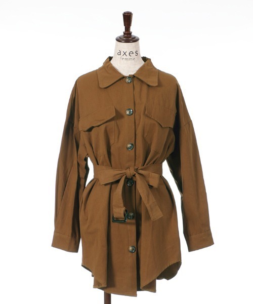 axes femme（アクシーズファム）の「ベルト付ＣＰＯシャツＪＫ（その他アウター・レディース・ベージュ/ブラウン・MEDIUM）」の9枚目の写真