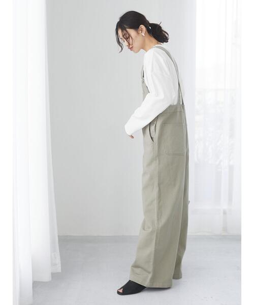 Green　Parks（グリーンパークス）の「ツイルサロペット＊（サロペット/オーバーオール・レディース・オフホワイト/チャコールグレー/カーキ・FREE）」の20枚目の写真