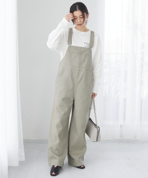 Green　Parks（グリーンパークス）の「ツイルサロペット＊（サロペット/オーバーオール・レディース・オフホワイト/チャコールグレー/カーキ・FREE）」の3枚目の写真