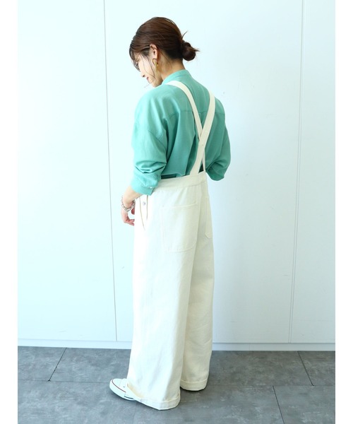 Green　Parks（グリーンパークス）の「ツイルサロペット＊（サロペット/オーバーオール・レディース・オフホワイト/チャコールグレー/カーキ・FREE）」の15枚目の写真