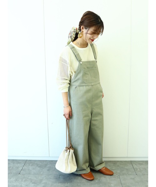 Green　Parks（グリーンパークス）の「ツイルサロペット＊（サロペット/オーバーオール・レディース・オフホワイト/チャコールグレー/カーキ・FREE）」の12枚目の写真