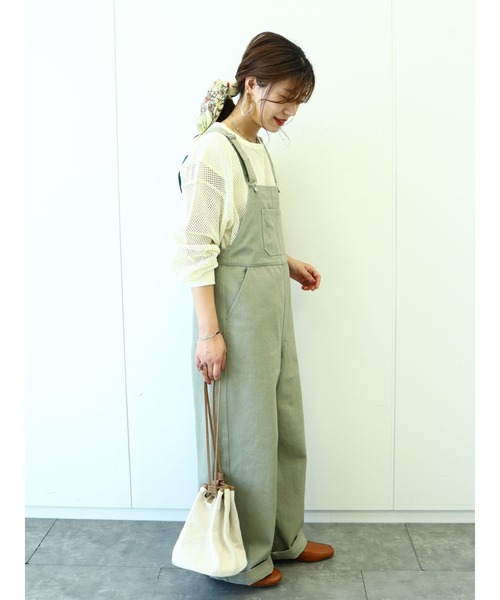 Green　Parks（グリーンパークス）の「ツイルサロペット＊（サロペット/オーバーオール・レディース・オフホワイト/チャコールグレー/カーキ・FREE）」の14枚目の写真