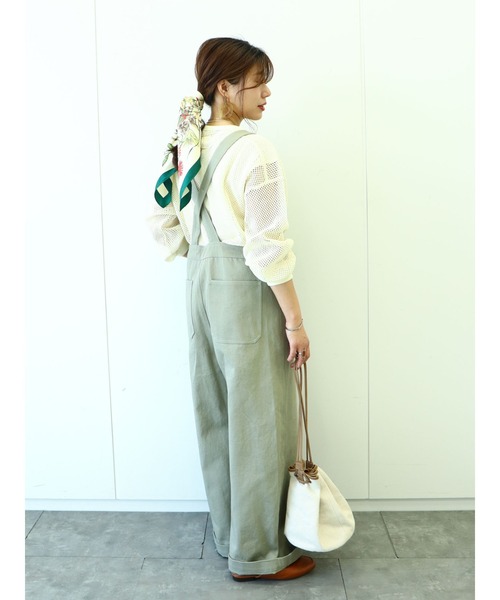 Green　Parks（グリーンパークス）の「ツイルサロペット＊（サロペット/オーバーオール・レディース・オフホワイト/チャコールグレー/カーキ・FREE）」の4枚目の写真