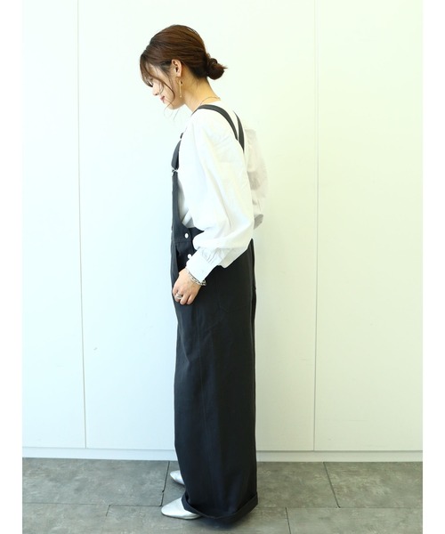 Green　Parks（グリーンパークス）の「ツイルサロペット＊（サロペット/オーバーオール・レディース・オフホワイト/チャコールグレー/カーキ・FREE）」の16枚目の写真