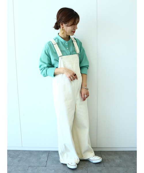 Green　Parks（グリーンパークス）の「ツイルサロペット＊（サロペット/オーバーオール・レディース・オフホワイト/チャコールグレー/カーキ・FREE）」の11枚目の写真