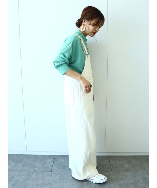 Green　Parks（グリーンパークス）の「ツイルサロペット＊（サロペット/オーバーオール・レディース・オフホワイト/チャコールグレー/カーキ・FREE）」の13枚目の写真