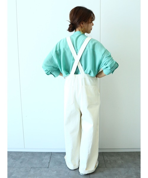 Green　Parks（グリーンパークス）の「ツイルサロペット＊（サロペット/オーバーオール・レディース・オフホワイト/チャコールグレー/カーキ・FREE）」の5枚目の写真