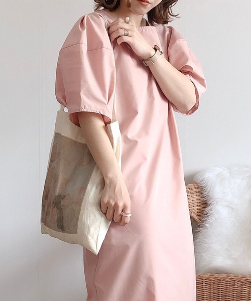 anown(アノン)の「ボリュームスリーブ ミモレ丈ワンピース【ファッションインフルエンサーyumi.×anown 限定コラボ】(ワンピース・レディース・ピンク系その他/ブラック/ベージュ/オフホワイト・FREE)」の16枚目の写真