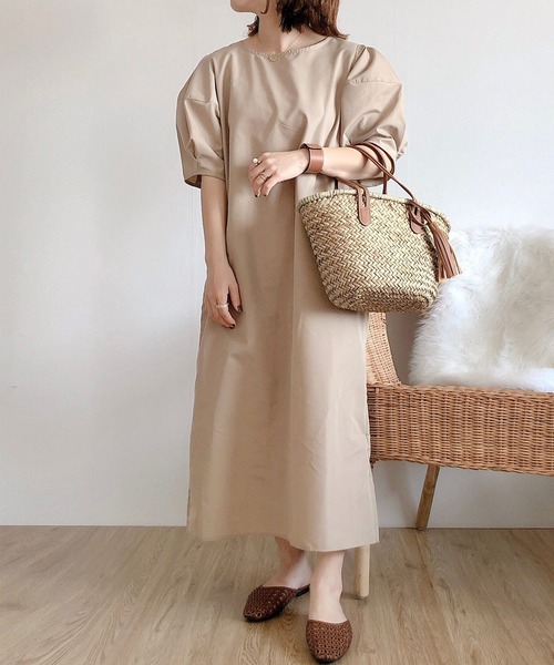 anown(アノン)の「ボリュームスリーブ ミモレ丈ワンピース【ファッションインフルエンサーyumi.×anown 限定コラボ】(ワンピース・レディース・ピンク系その他/ブラック/ベージュ/オフホワイト・FREE)」の19枚目の写真