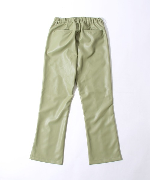 NILWAY(ニルウェイ)の「PUレザー センタープリーツ ソフト フレアパンツ(その他パンツ・メンズ・グレイッシュベージュ/ミント/ブラック・LARGE/MEDIUM)」の6枚目の写真