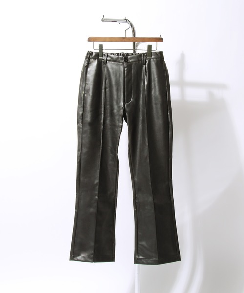 NILWAY(ニルウェイ)の「PUレザー センタープリーツ ソフト フレアパンツ(その他パンツ・メンズ・グレイッシュベージュ/ミント/ブラック・LARGE/MEDIUM)」の20枚目の写真