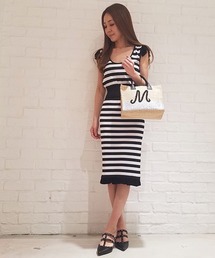 【美品】アジョリー　スクエアイニシャルカゴバッグ　M　ハンドバッグ a-jolie（アジョリー）の「【a-jolie/アジョリー】スクエア