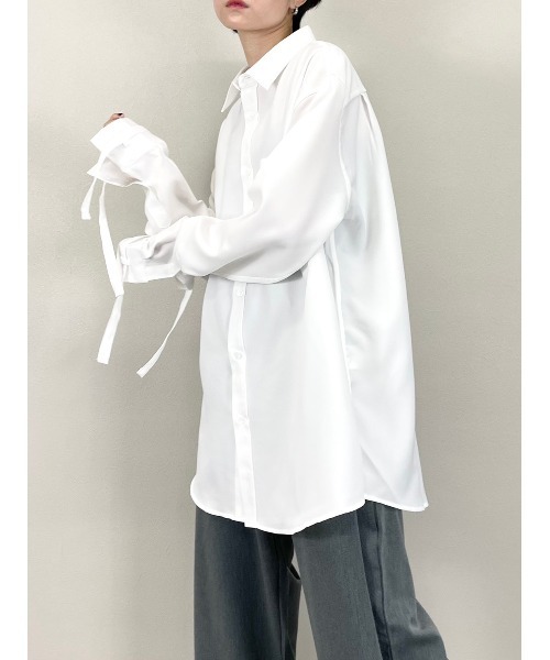 Chikashitsu +（チカシツプラス）の「【Chikashitsu +】arm rope shirt（シャツ/ブラウス・メンズ・ホワイト/ブラック・ONE SIZE）」の15枚目の写真