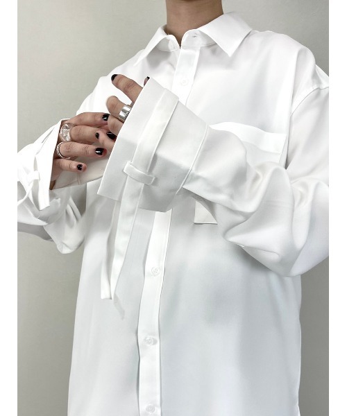 Chikashitsu +（チカシツプラス）の「【Chikashitsu +】arm rope shirt（シャツ/ブラウス・メンズ・ホワイト/ブラック・ONE SIZE）」の12枚目の写真