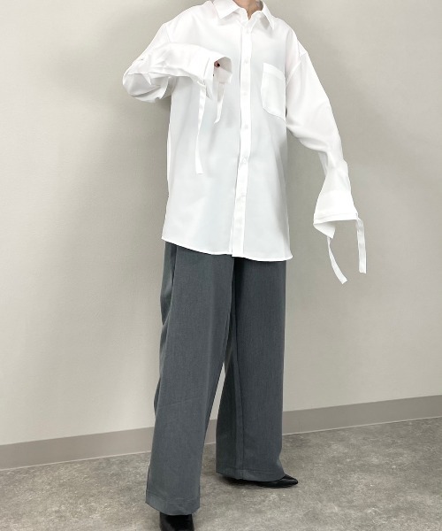 Chikashitsu +（チカシツプラス）の「【Chikashitsu +】arm rope shirt（シャツ/ブラウス・メンズ・ホワイト/ブラック・ONE SIZE）」の18枚目の写真