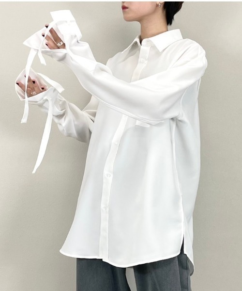 Chikashitsu +（チカシツプラス）の「【Chikashitsu +】arm rope shirt（シャツ/ブラウス・メンズ・ホワイト/ブラック・ONE SIZE）」の21枚目の写真