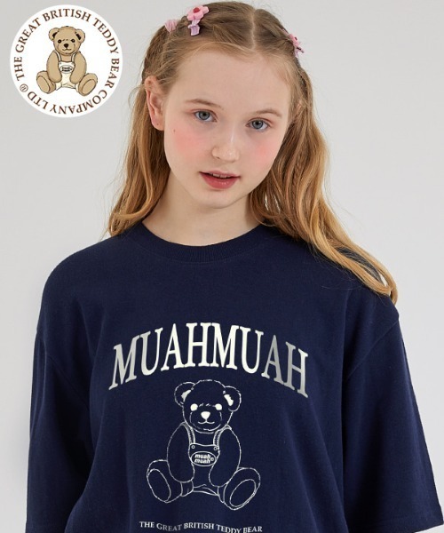 muahmuah(ムーアムーア)の「『muah muah/ムーアムーア』×『teddy bear/テディベア』Signature Bareline Short Sleeve T-shirt/シグネチャーベアデザイン半袖Tシャツ(Tシャツ/カットソー・レディース・ホワイト/ブラック/ネイビー/イエロー・FREE)」の3枚目の写真