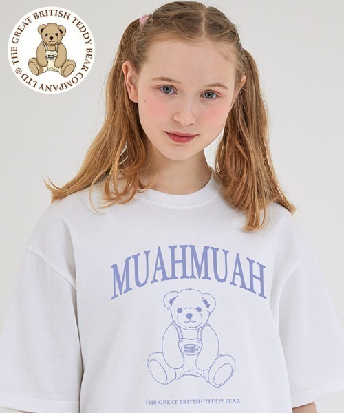 muahmuah(ムーアムーア)の「『muah muah/ムーアムーア』×『teddy bear/テディベア』Signature Bareline Short Sleeve T-shirt/シグネチャーベアデザイン半袖Tシャツ(Tシャツ/カットソー・レディース・ホワイト/ブラック/ネイビー/イエロー・FREE)」の2枚目の写真