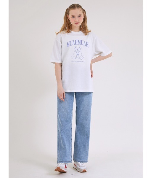 muahmuah(ムーアムーア)の「『muah muah/ムーアムーア』×『teddy bear/テディベア』Signature Bareline Short Sleeve T-shirt/シグネチャーベアデザイン半袖Tシャツ(Tシャツ/カットソー・レディース・ホワイト/ブラック/ネイビー/イエロー・FREE)」の16枚目の写真