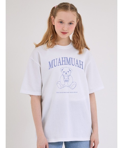 muahmuah(ムーアムーア)の「『muah muah/ムーアムーア』×『teddy bear/テディベア』Signature Bareline Short Sleeve T-shirt/シグネチャーベアデザイン半袖Tシャツ(Tシャツ/カットソー・レディース・ホワイト/ブラック/ネイビー/イエロー・FREE)」の13枚目の写真