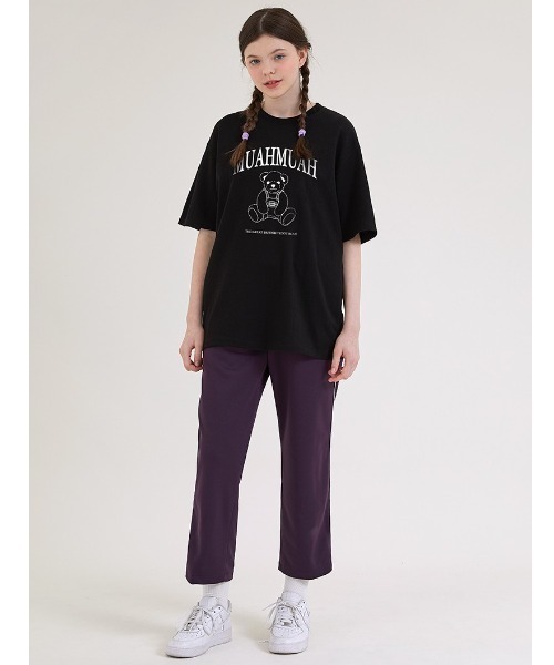 muahmuah(ムーアムーア)の「『muah muah/ムーアムーア』×『teddy bear/テディベア』Signature Bareline Short Sleeve T-shirt/シグネチャーベアデザイン半袖Tシャツ(Tシャツ/カットソー・レディース・ホワイト/ブラック/ネイビー/イエロー・FREE)」の7枚目の写真