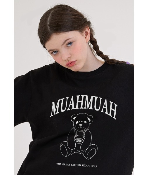 muahmuah(ムーアムーア)の「『muah muah/ムーアムーア』×『teddy bear/テディベア』Signature Bareline Short Sleeve T-shirt/シグネチャーベアデザイン半袖Tシャツ(Tシャツ/カットソー・レディース・ホワイト/ブラック/ネイビー/イエロー・FREE)」の19枚目の写真