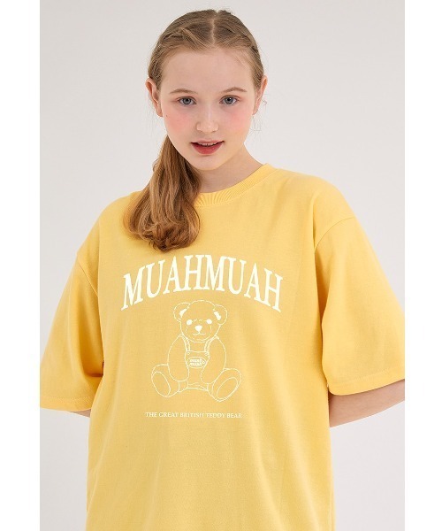 muahmuah(ムーアムーア)の「『muah muah/ムーアムーア』×『teddy bear/テディベア』Signature Bareline Short Sleeve T-shirt/シグネチャーベアデザイン半袖Tシャツ(Tシャツ/カットソー・レディース・ホワイト/ブラック/ネイビー/イエロー・FREE)」の20枚目の写真