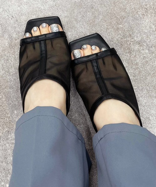 apres jour mignon（アプレジュールミニョン）の「シアーサンダル 【ZOZOTOWN限定アイテム】（サンダル・レディース・ブラック/グレー/ベージュ・X-LARGE/SMALL/LARGE/MEDIUM）」の4枚目の写真