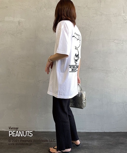tシャツ 「PEANUTS×JEANS FACTORY/ピーナッツ×ジーンズ ファクトリー」 別注 PEANUTS FLOWER 刺繍プリントTシャツ セール】[PEANUTS×JEANS FACTORY/ピーナッツ×ジーンズ