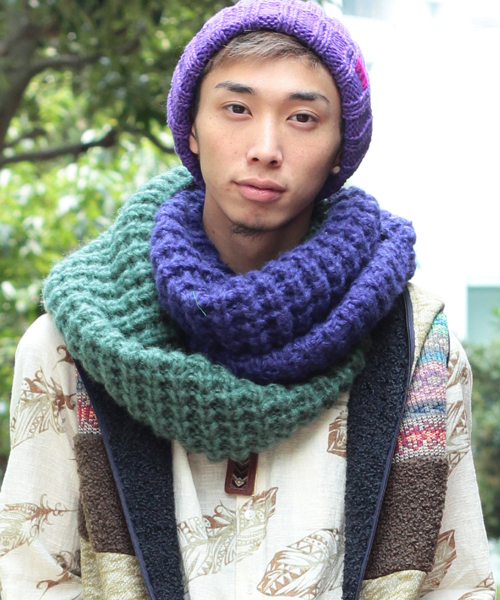 チャイハネ（チャイハネ）の「【チャイハネ】バイカラーツートスヌード（ストール/ショール・レディース・オレンジ/ブラック/ブルー/ベージュ/ライトパープル/パープル/レッド/ホワイト/イエロー・FREE）」の17枚目の写真