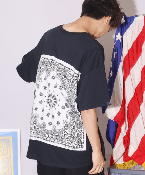 HAV-A-HANK（ハバハンク ）の「別注：HAV-A-HANK/ハバハンク バンダナTシャツ（Tシャツ/カットソー・メンズ・ホワイト×ホワイト/ベージュ系1/ホワイト×ブラック/ブラック系その他/ベージュ系3/ホワイト系その他/ベージュ系5/ベージュ系6/ベージュ系2/ホワイト×ネイビー/ホワイト×ブルー/ホワイト×パープル/ベージュ系4/ブラック×レッド/ブラック×ホワイト/ブラック×グレー/ブラック×ブラック/ブラック×ブルー・M/L/XL）」の9枚目の写真