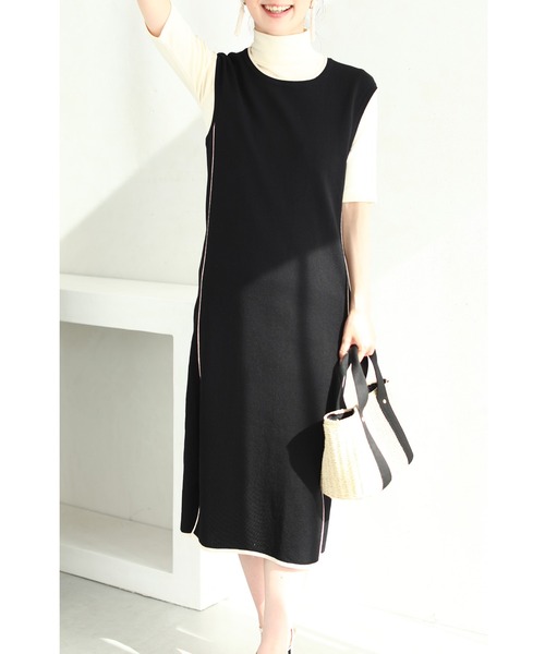 Wbk を購入できます French Cawaii カワイイ のワンピース エレガントなパイピングの裾スリットミディアムワンピース Wiv ワンピース ドレス エレガントなパイピングの裾スリットミディアムワンピース ワンピース Cawaii カワイイ のファッション