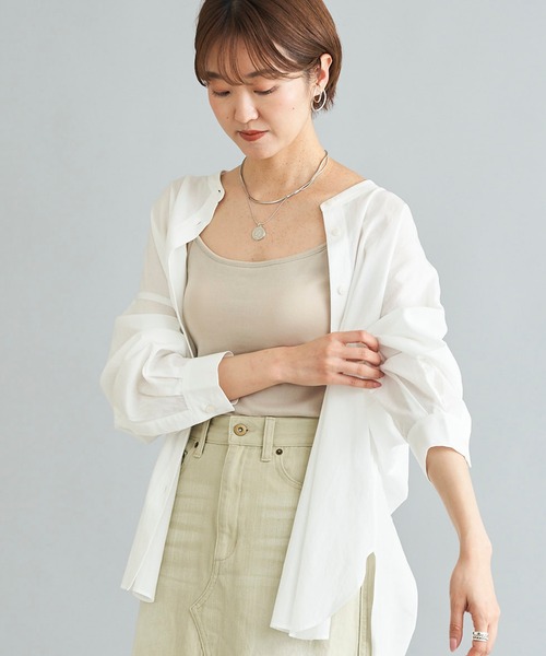 DouDou（ドゥドゥ）の「バックオープンカップ付キャミ（Tシャツ/カットソー・レディース・オフホワイト/ブラック/ベージュ/ブルー・FREE）」の9枚目の写真